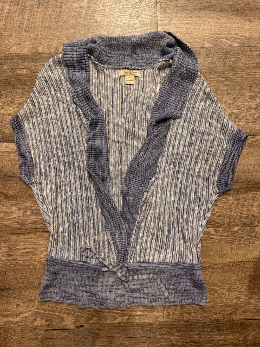 Lucky Brand Hooded Marled Cardigan Sweater Blue Cream Size Small